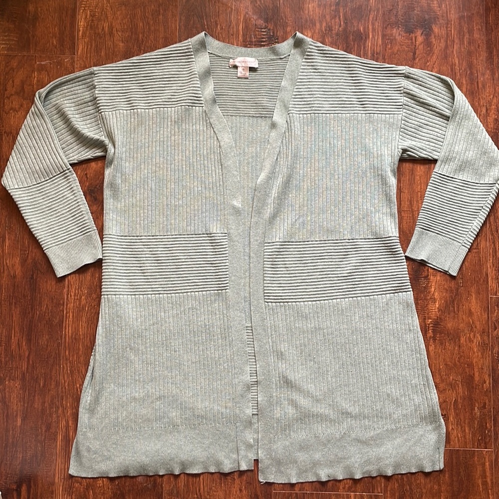 Gorgeous Sea Green Cardigan Sweater Striped Stitching XL